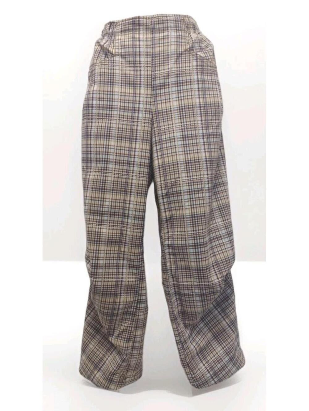 Retired Free People Plaid Pinch Pleat Pants Medium OB2316546 Baggy